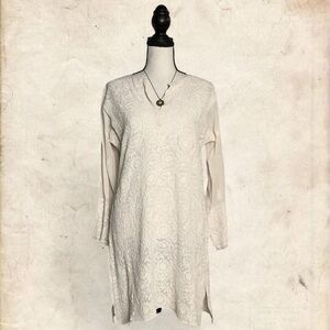 White And Cream Chikankari Kurti Top